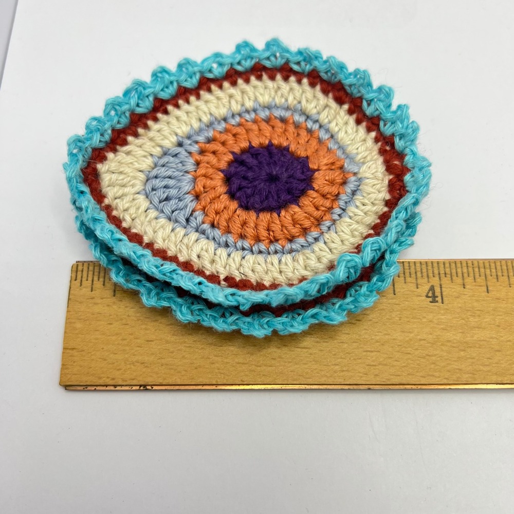 Handmade Crochet Evil Eye Appliques 4" Boho Patches Doilies Witchy Magic Greek - Picture 9 of 10